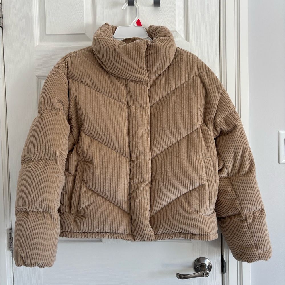 Women's Wilfrid Cloud Puff Tan Corduroy Puffer Jacket - Very Warm new never worn